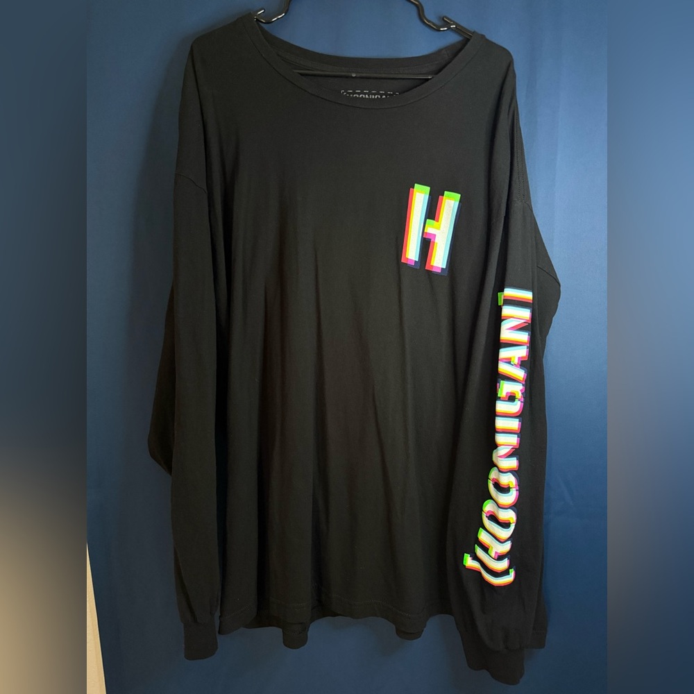 Hoonigan Racing Glitch Forza-style Vibrant Men’s 2XL XXL Black LS T-Shirt